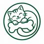 Cat and bone badge logo